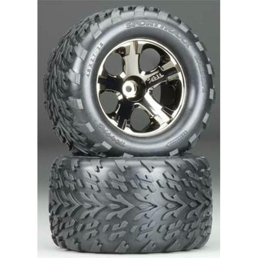 Image of Traxxas Stampede/Rustler 2.8 Talon Tires Black Chrome All Star Wheels TRA3669A