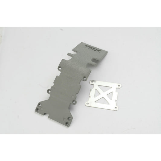 Image of T-Maxx 3.3 Grey Rear Skidplate w/Steel Plate TRA4938A