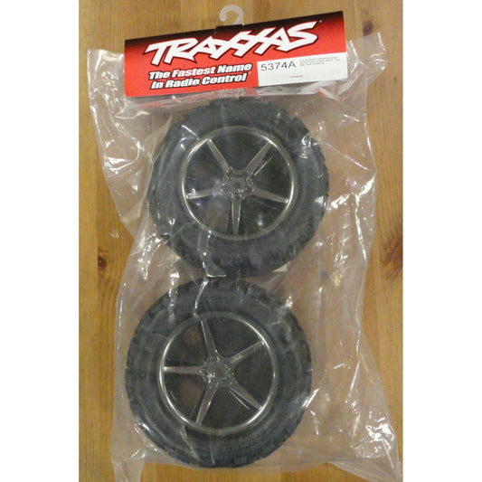 Image of Taxxas Summit Talon Tires/Gemini Black Chrome Wheels (2) TRA5374A 14mm