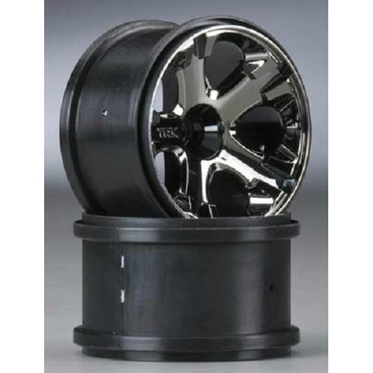 Image of Traxxas 1/10 Scale All-Star 2.8 Wheels, black chrome, nitro front (2)  TRA5577A