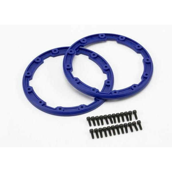 Image of Traxxas Blue Beadlock Style Sidewall Protector (2) TRA5666 For Geode Wheels