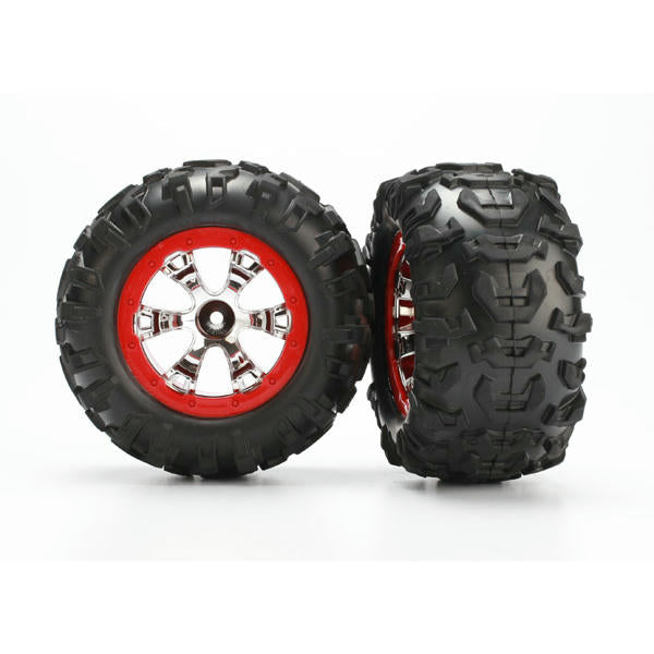 Image of Traxxas 1/16th Summit Red Geode Wheels/Canyon AT Tires (2) TRA7272