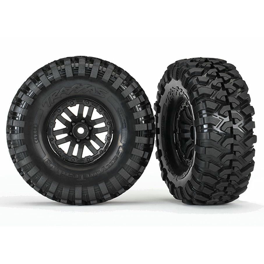 Image of Traxxas TRX-4 Canyon Trail Tires (4.6) w/1.9 Black Wheels (2pcs) TRA8272 TRX4