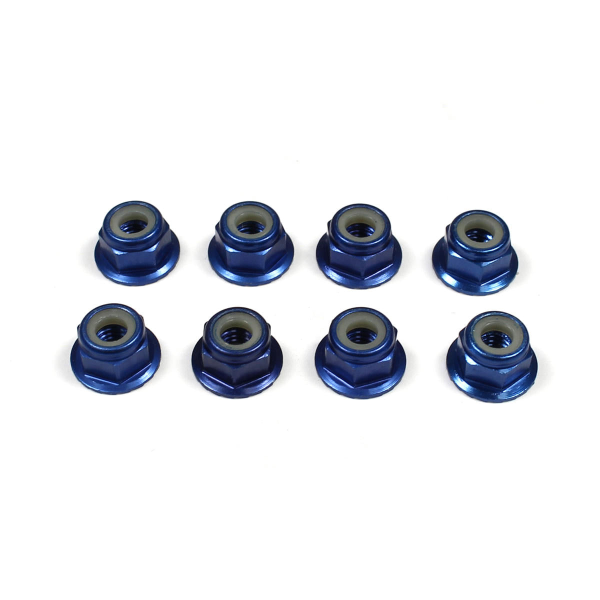 Image of 4mm Aluminum Locknut-Flanged Knurled (8) Dark Blue