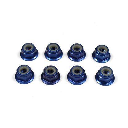 Image of 4mm Aluminum Locknut-Flanged Knurled (8) Dark Blue