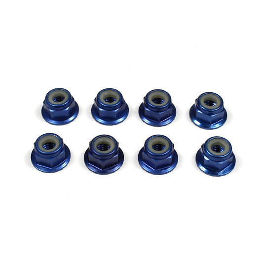 Image of 4mm Aluminum Locknut-Flanged Knurled (8) Dark Blue