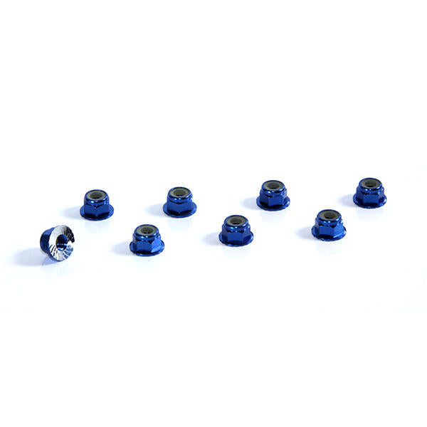 Image of 4mm Aluminum Locknut-Flanged Knurled (8) Dark Blue
