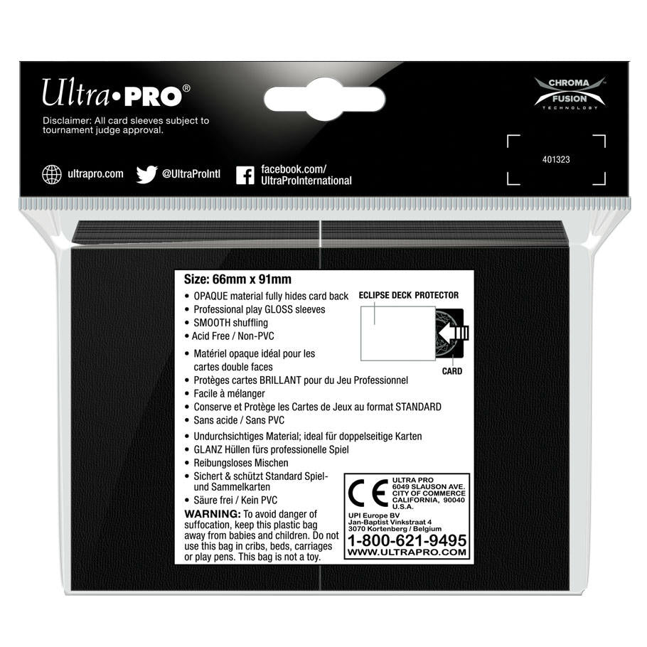 Image of Eclipse Pro Gloss Jet Black Standard 66x91mm Card Protector Sleeves (100ct)