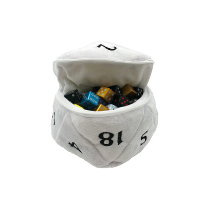 Image of 6.5 White Plush d20 Dice Bag by Ultra-Pro UPI15756