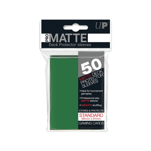 Image of Pro-Matte Green Standard 66x91mm Deck Protector Card Sleeves (50) Ultra Pro
