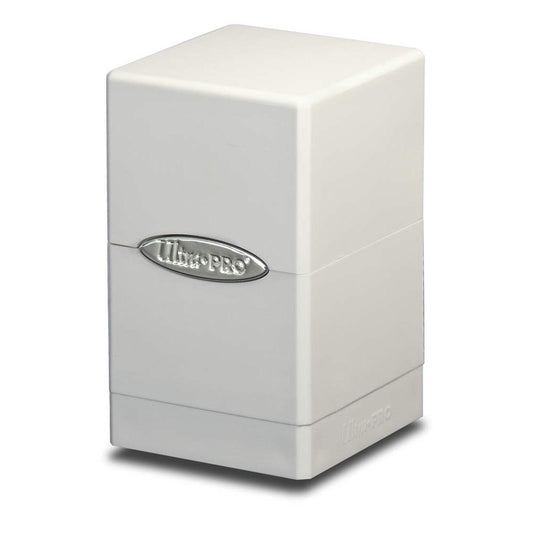 Image of Ultra-Pro White Satin Tower Deck Box Holds 100+Sleeved Cards 84172