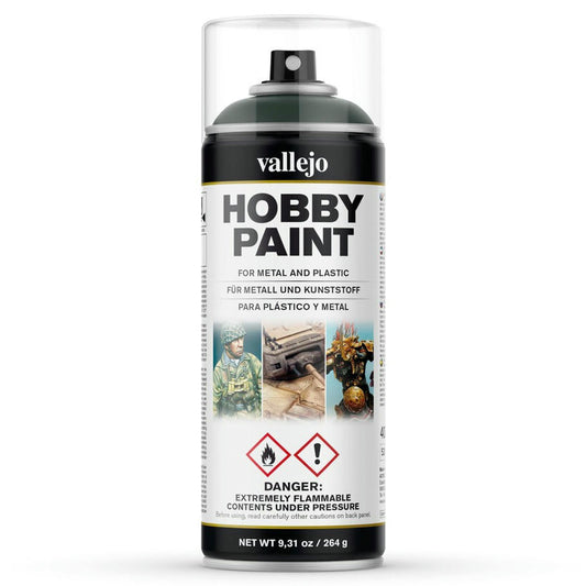 Image of Vallejo Dark Green (400ml) Aerosol Miniatures Primer Spray Paint VAL28026