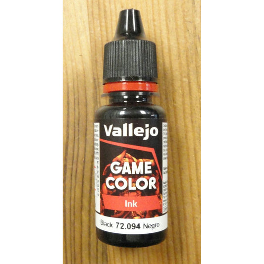 Image of Vallejo Black Ink Game Color Acrylic Miniatures Paint 18ml VAL72094 