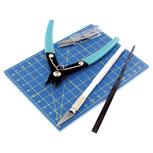 Image of Vallejo Plastic Modelling Tool Set (nippers/file/knife/mat) VALT11001 Modeling