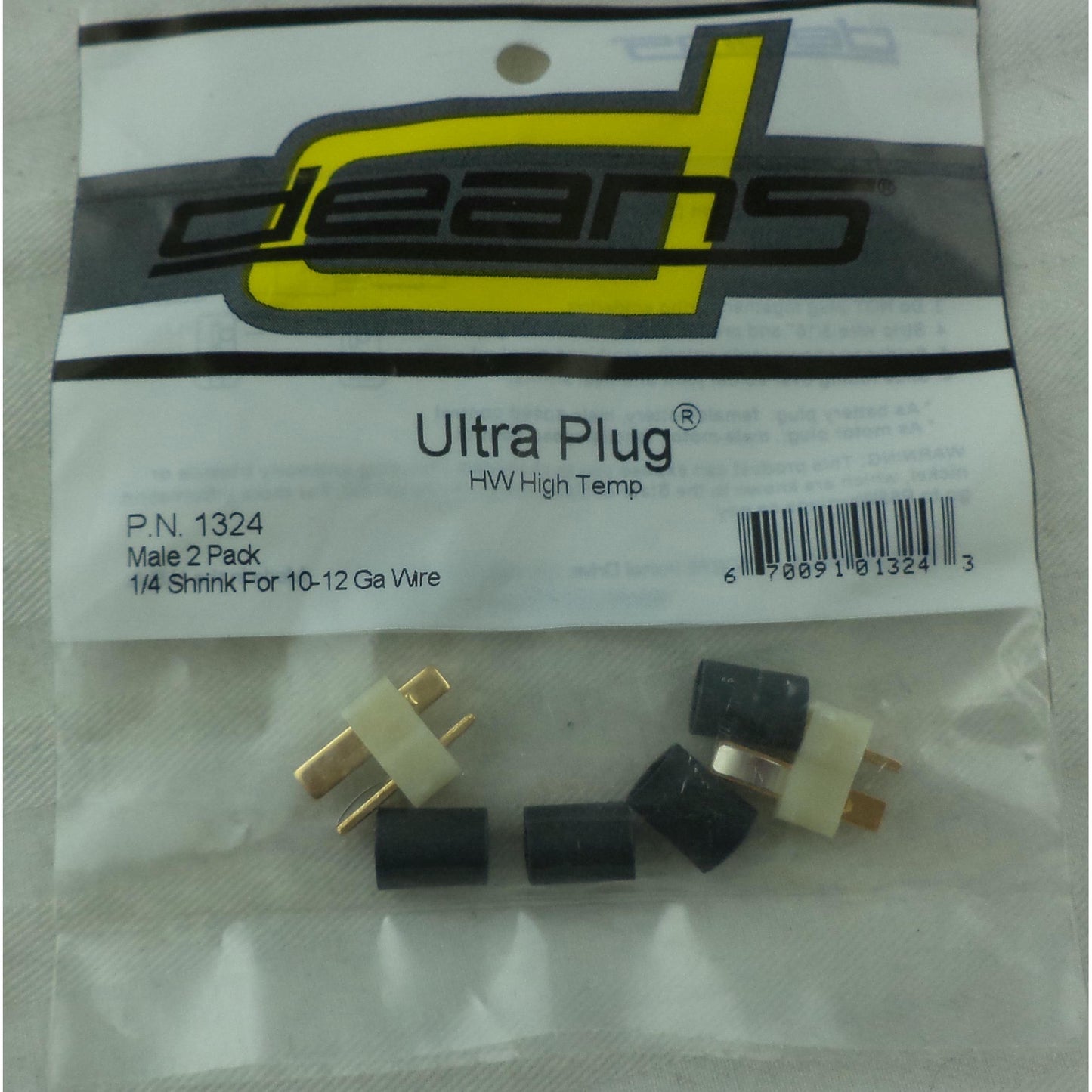 Image of Deans Male HW High Temp Ultra Plugs (2 pieces) w/Heat Shrink WSD1324