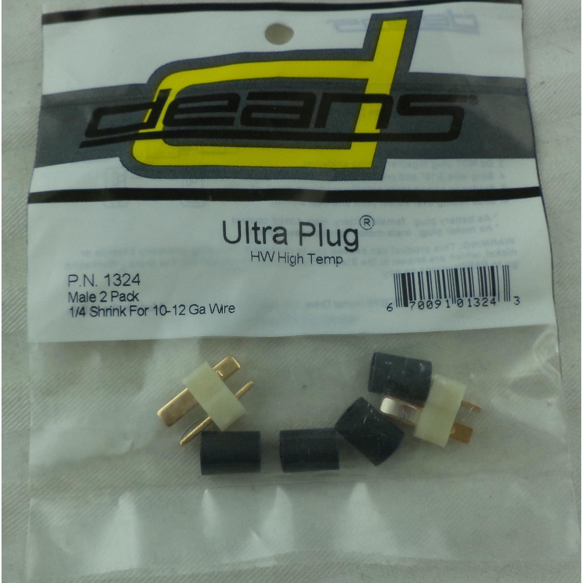 Image of Deans Male HW High Temp Ultra Plugs (2 pieces) w/Heat Shrink WSD1324