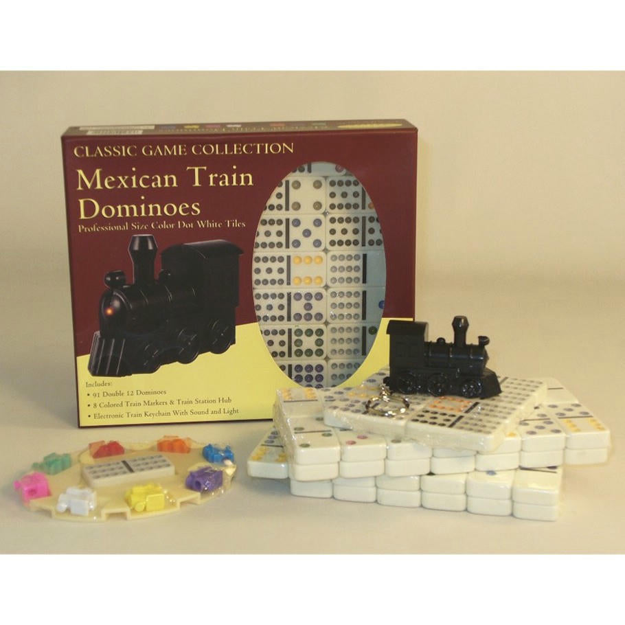 Image of Mexican Train Dominoes Set w/Color Dot White Tiles WWI5129MT