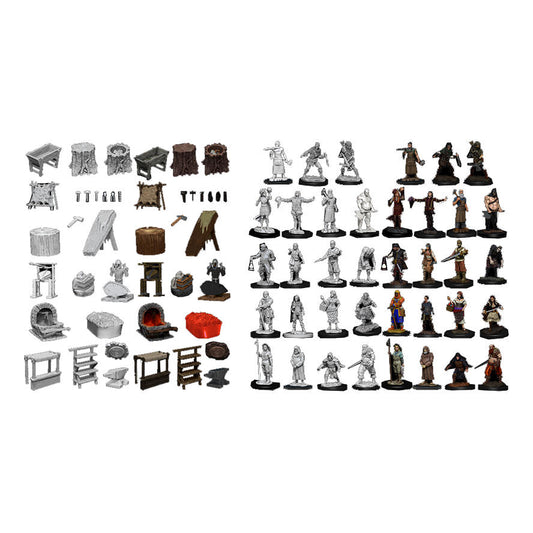 WizKids Deep Cuts Unpainted Miniatures: W08 Townspeople &amp; Accessories
