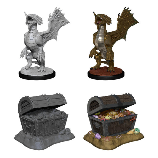 Dungeons & Dragon D&D Nolzur's Miniatures Broze Dragon Wyrmling & Treasure 90152