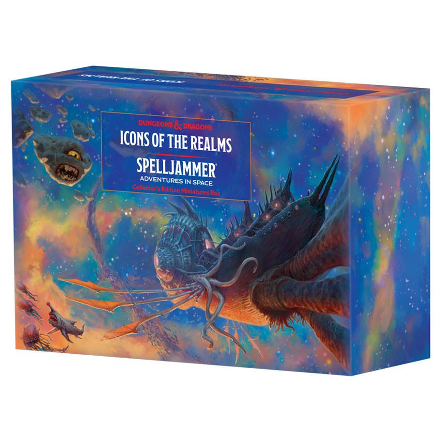 Box for 'Icons of the Realms: Spelljammer' with space-themed artwork and dragon illustration.