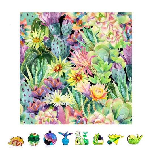 Image of Floral Cactus Wooden Puzzle 500 Pcs