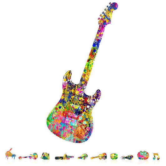 Image of Splatter Guitar Wooden Puzzle, 200 Pcs