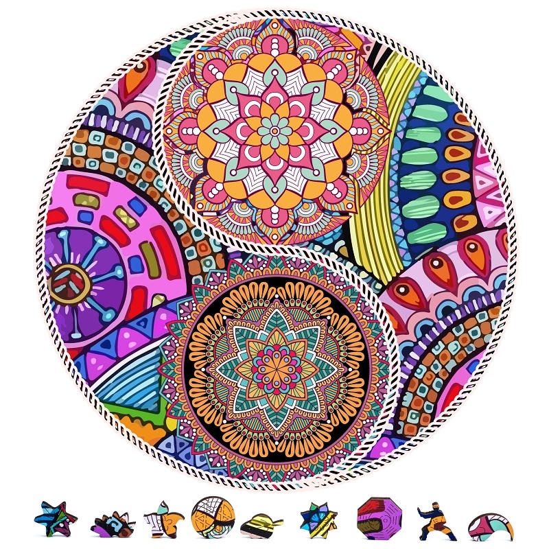 Image of Yin Yang Flowers Wooden Puzzle 200 Pcs