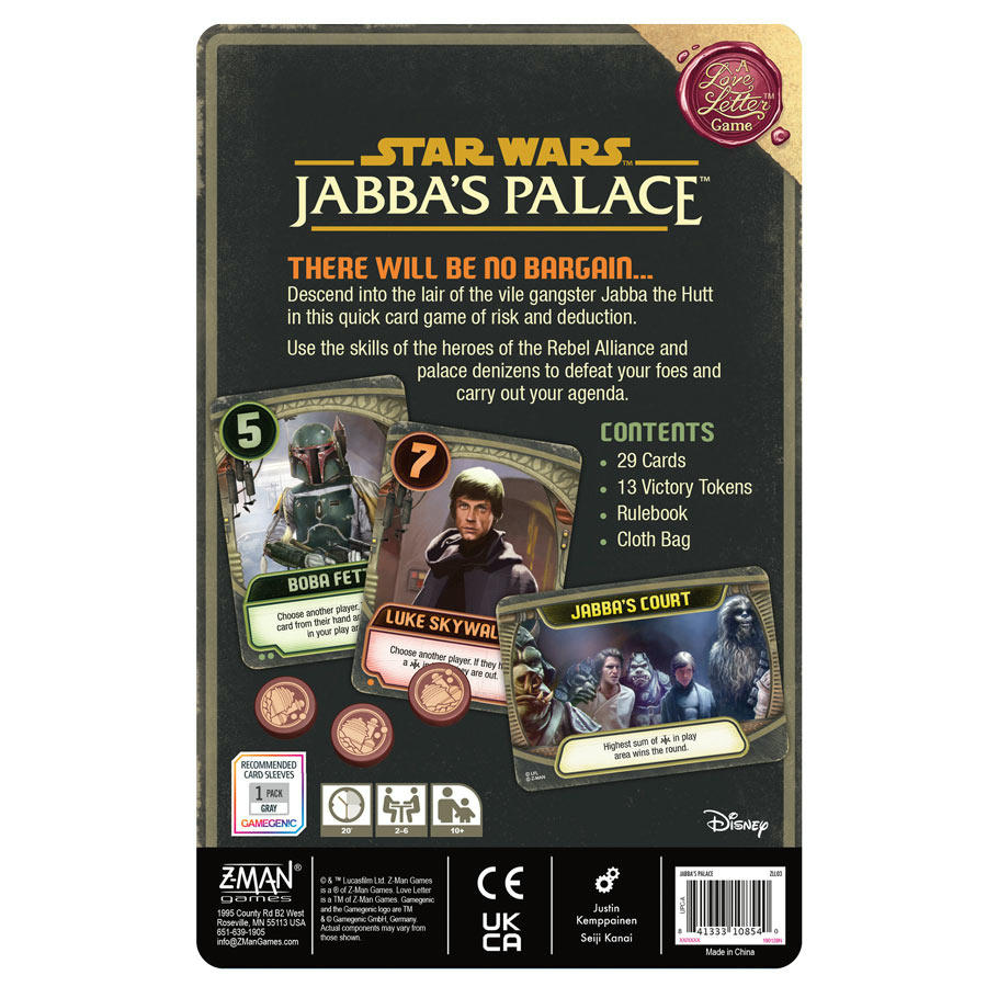 Image of Star Wars - Jabba's Palace A Love Letter Game by Z-Man Games ZMGZLL03