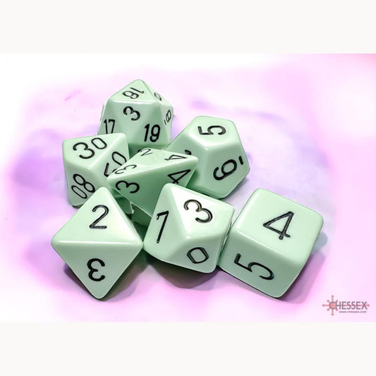 Opaque Polyhedral Pastel Green/black 7-Die Set