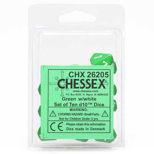 Opaque: Poly D10 Green/White (10)