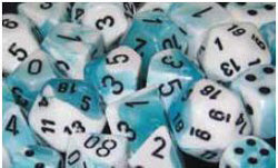 Teal/White Dice w/Black Lettering