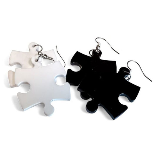 Hook Earrings Opaque Puzzle Piece Pair
