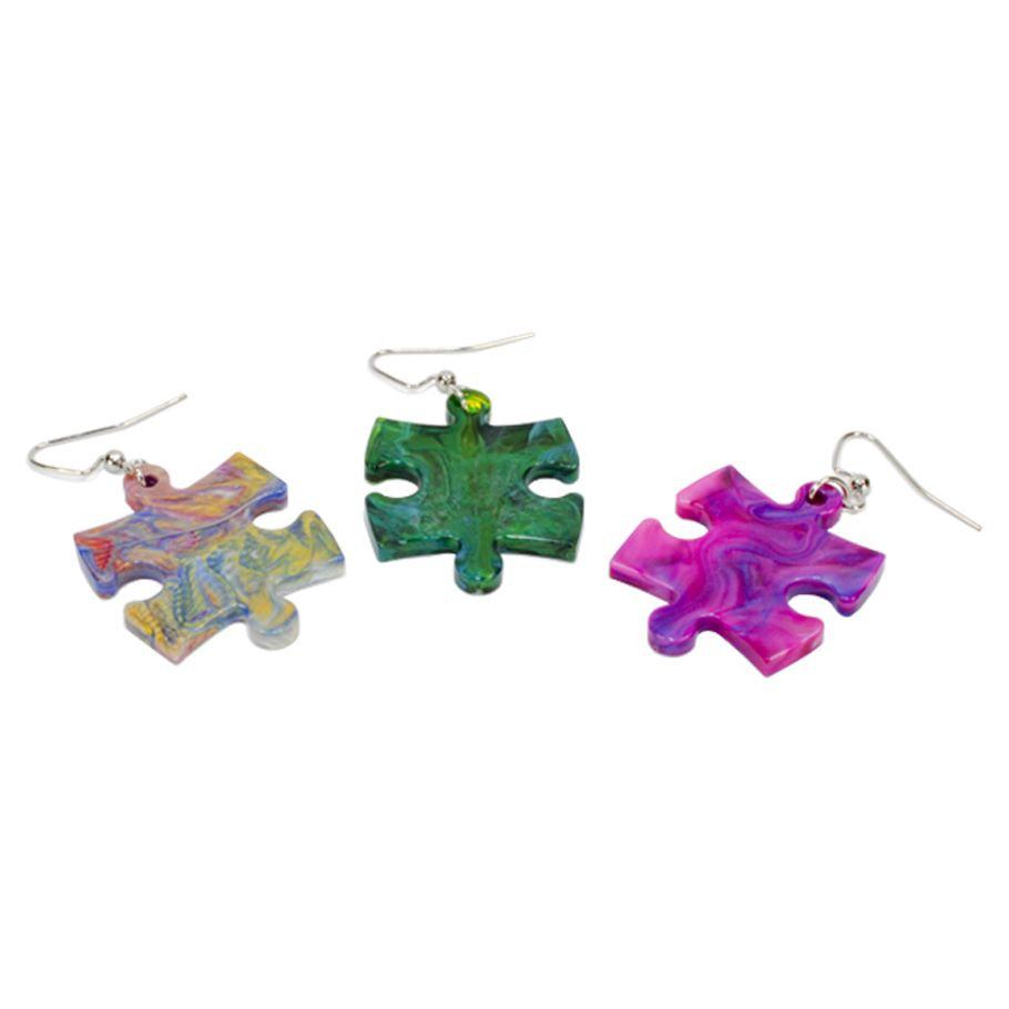Hook Earrings Festive Puzzle Piece Pair
