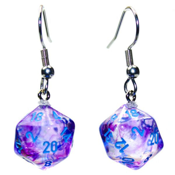 Hook Earrings Nebula Nocturnal Mini d20 Pair