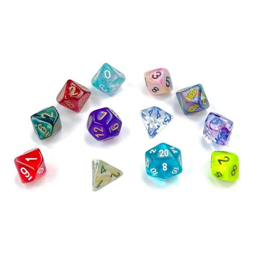 Translucent: Mini-Polyhedral Red/white 7-Die Set