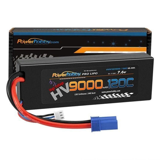 2S 7.6V HV + Graphene 9000mAh 120C LiPo Battery with Hardwired EC5