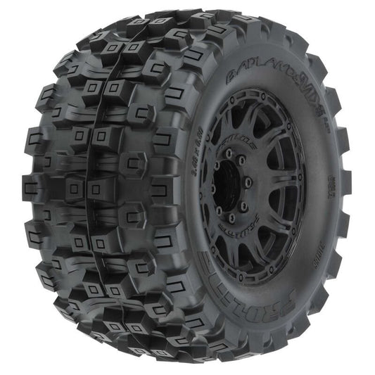 Badlands MX38 HP 3.8 All Terrain Belted Tires, Mounted on Raid Black 8x32, for MT