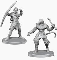 Pathfinder Battles Deep Cuts Unpainted Miniatures: W26 Elf Hunter & Catfolk Bandit